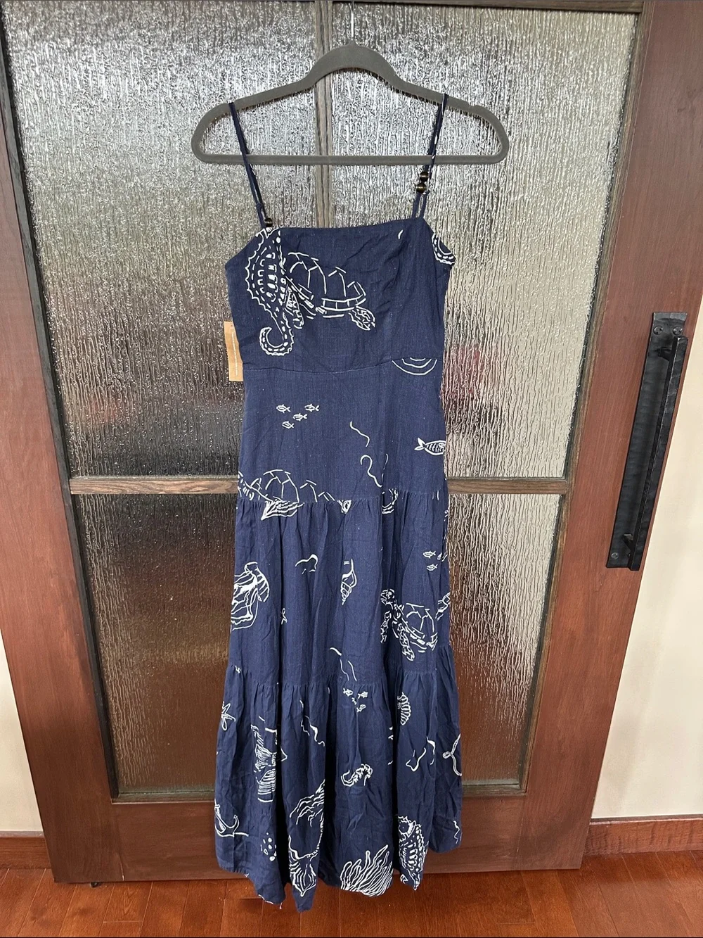 ANAYA Zali Dress Navy Sea Life Tiered Maxi Dress size 2 NWT